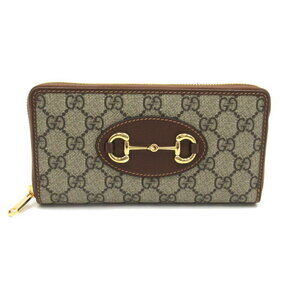 Gucci GG Supreme Horsebit Round Long Wallet Canvas Brown